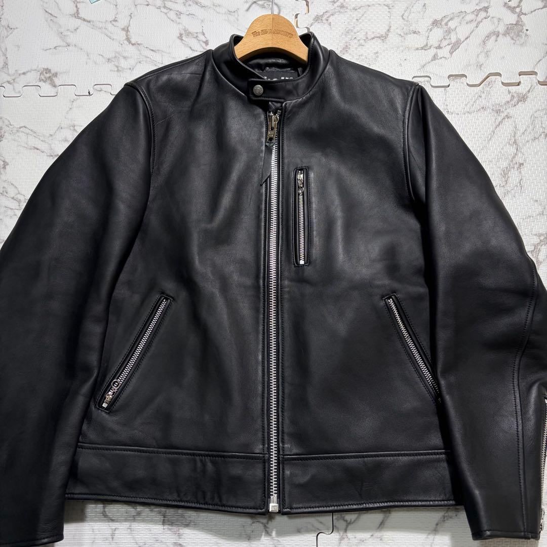 革の張り感✨schott シングルライダース 羊革 XLsize ブラック
