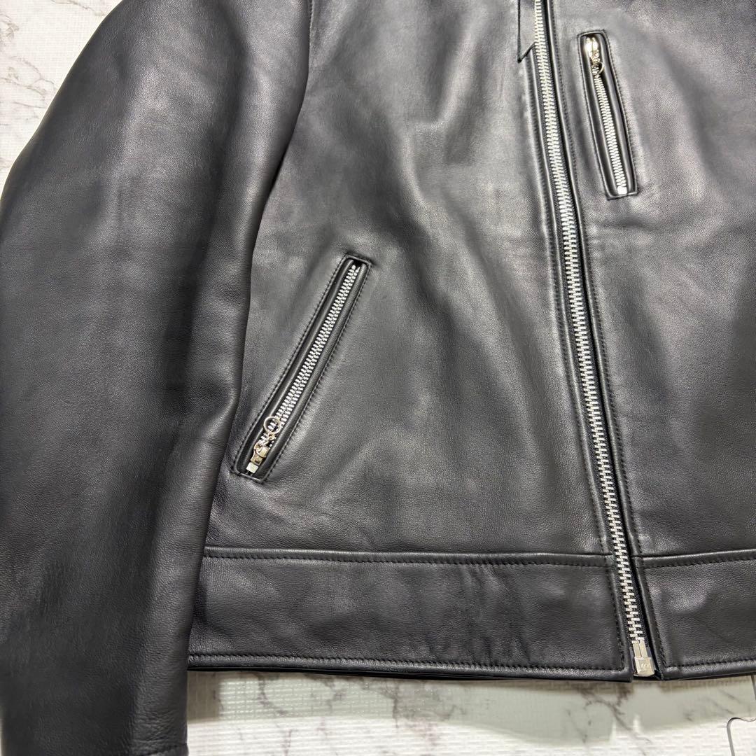 革の張り感✨schott シングルライダース 羊革 XLsize ブラック