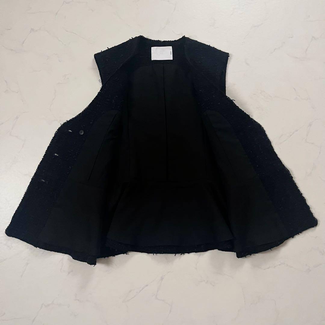 ソーノ　ビッグパールツイードジレ　ペプラム　ネイビー　01サイズ　セレモニー