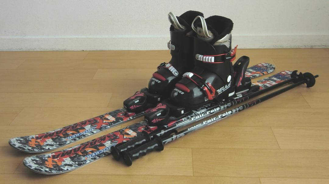 ■1月限定■送料無料■KAZAMA■子供用スキーセット■板96靴19■WAX済■