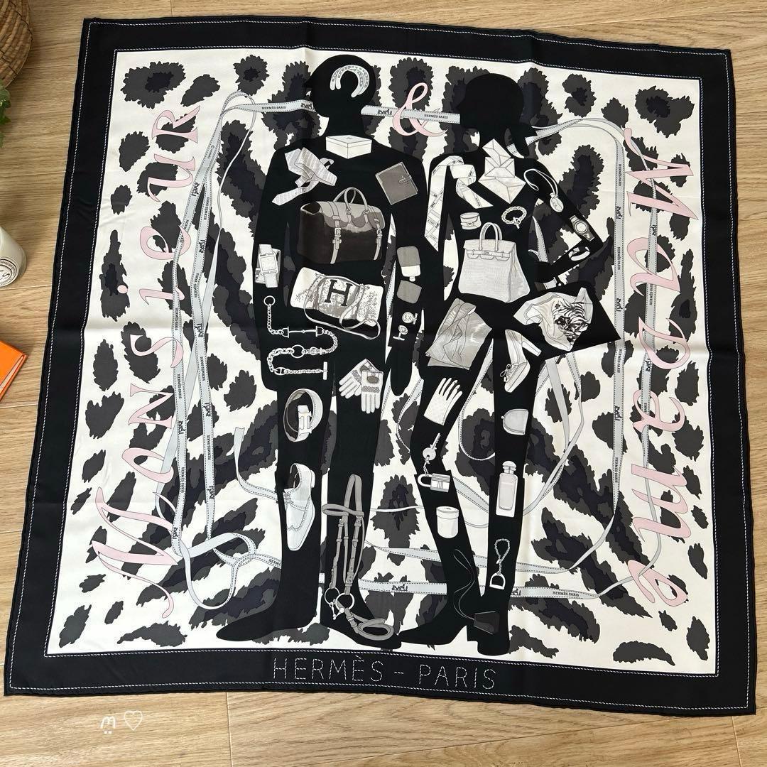 HERMES　エルメス　カレ90　ムッシュ＆マダムⅡ　シルクスカーフ　希少レア