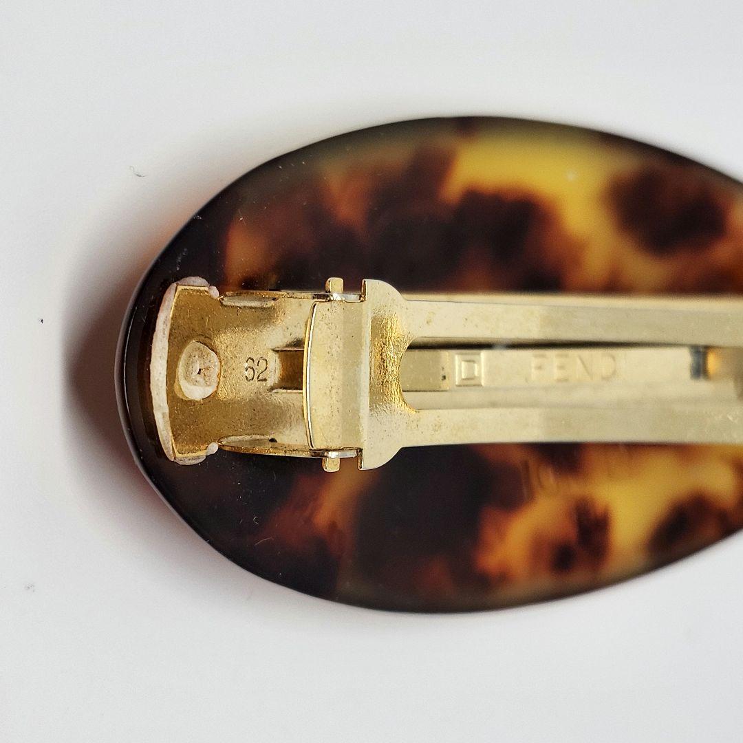 FENDI フェンディ バレッタ FF 鼈甲 Hair ブラウン レディース 茶