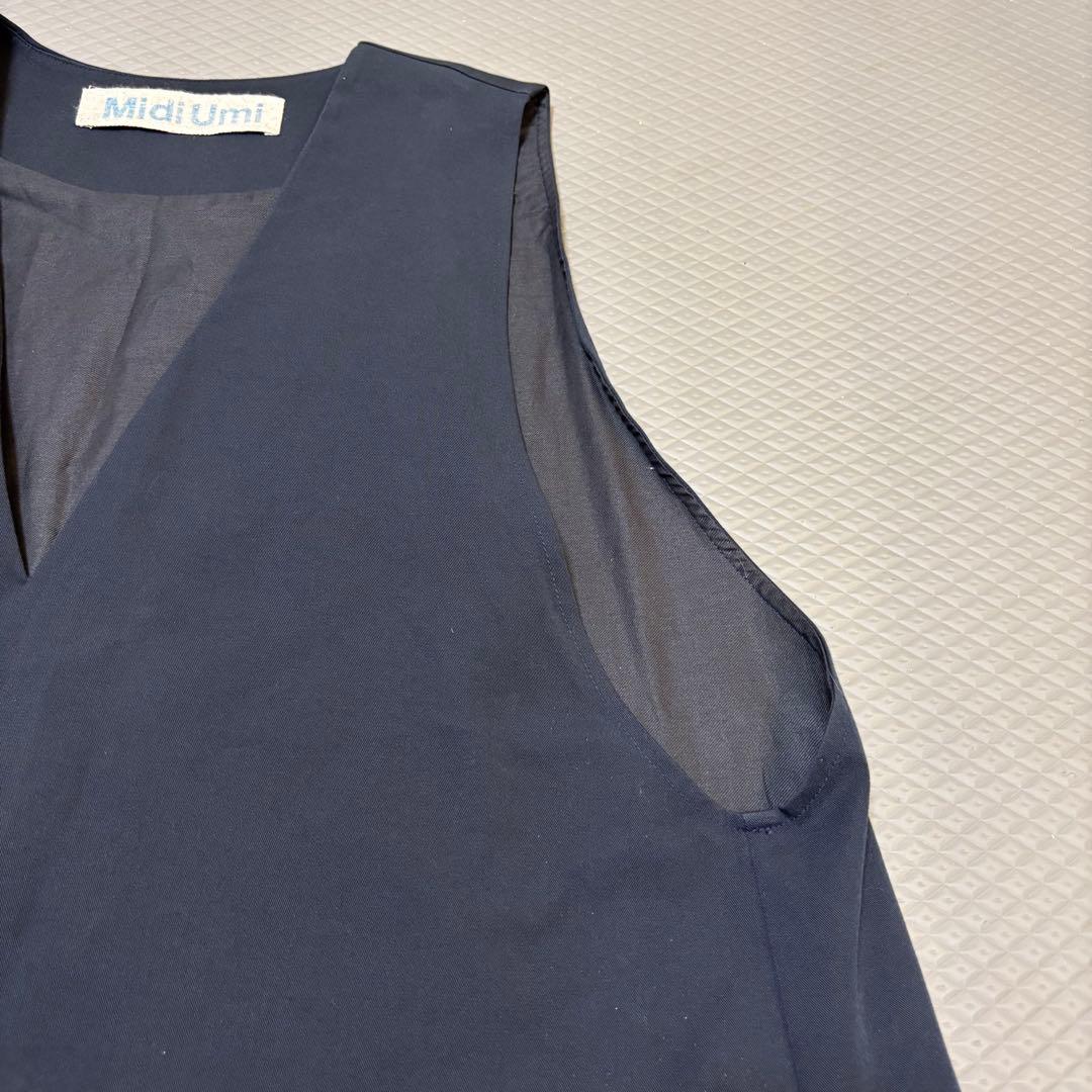 MidiUmi Vネック ノースリーブロングワンピース ジャンパースカート