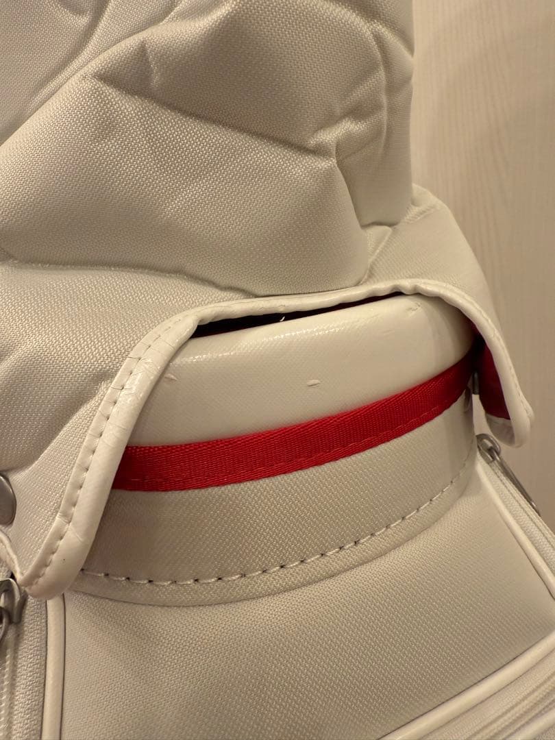 中古美品NIKE ナイキ ゴルフ キャディバッグ BG0371 ホワイト/レッド
