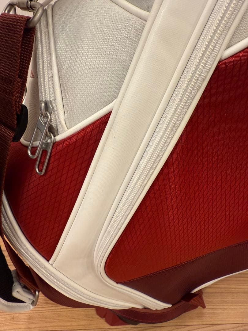 中古美品NIKE ナイキ ゴルフ キャディバッグ BG0371 ホワイト/レッド