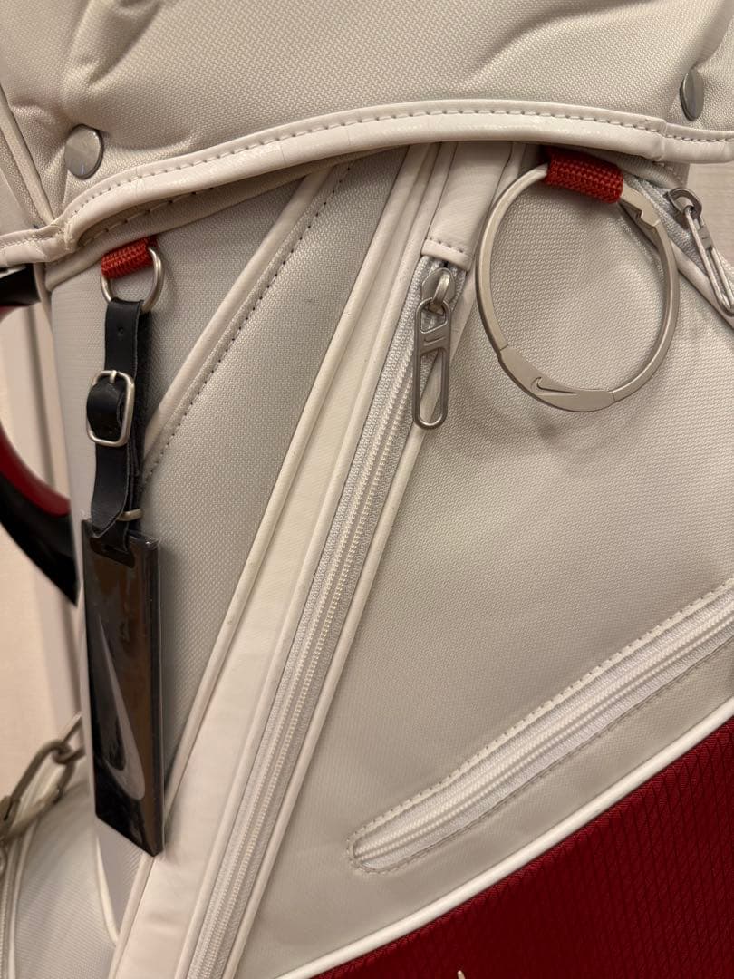 中古美品NIKE ナイキ ゴルフ キャディバッグ BG0371 ホワイト/レッド