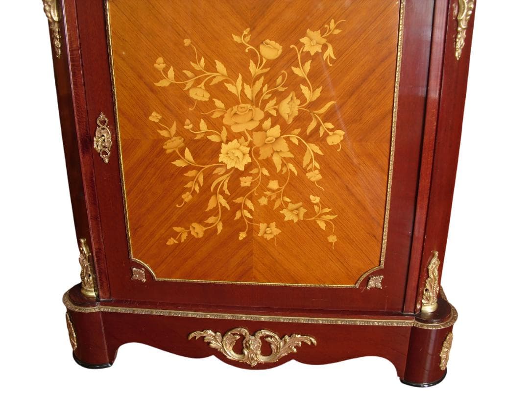 スペイン製☆最高峰コンソールキャビネット☆大理石天板 薔薇象嵌細工 天使真鍮装飾