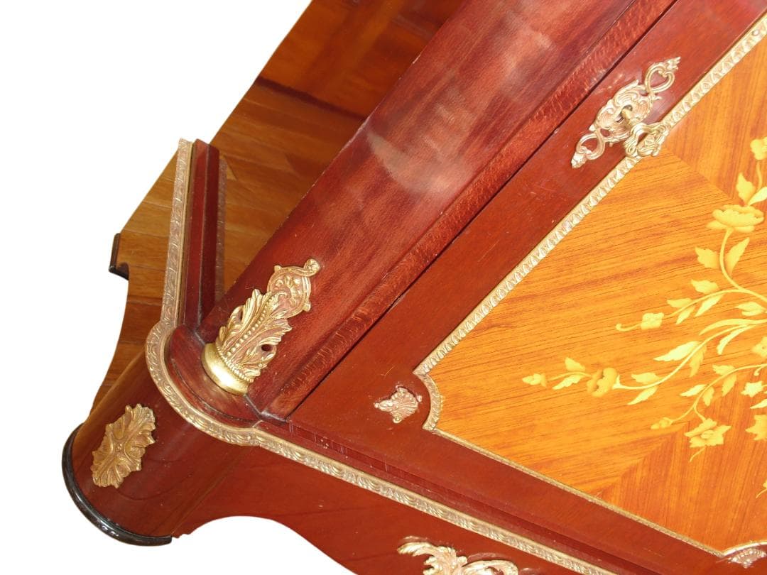 スペイン製☆最高峰コンソールキャビネット☆大理石天板 薔薇象嵌細工 天使真鍮装飾