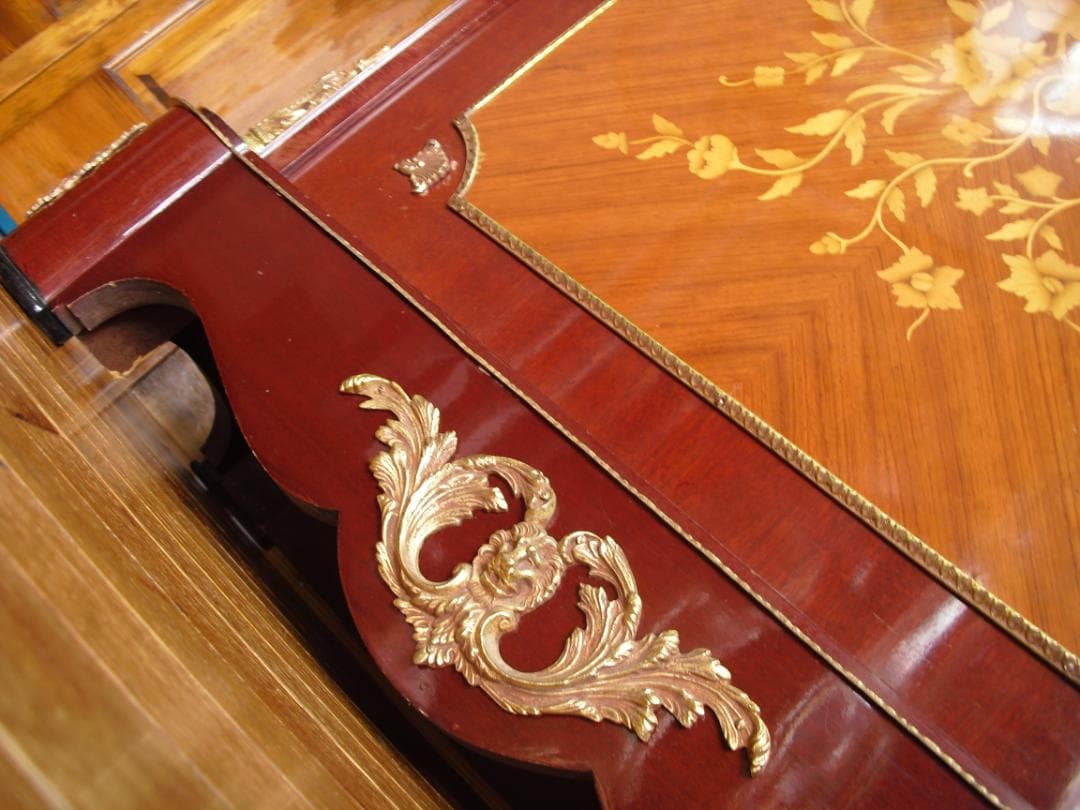 スペイン製☆最高峰コンソールキャビネット☆大理石天板 薔薇象嵌細工 天使真鍮装飾