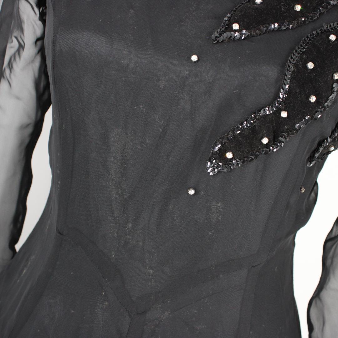 【美品 日本製社交ダンス衣装】ワンピース ドレス エスポワール21 黒 かわいい