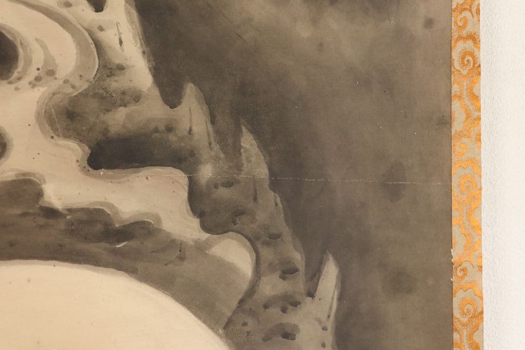 【模写】日本画 仏画 龍頭観音像 紙本 掛け軸 月〇銘 桐箱 水墨画 MA72