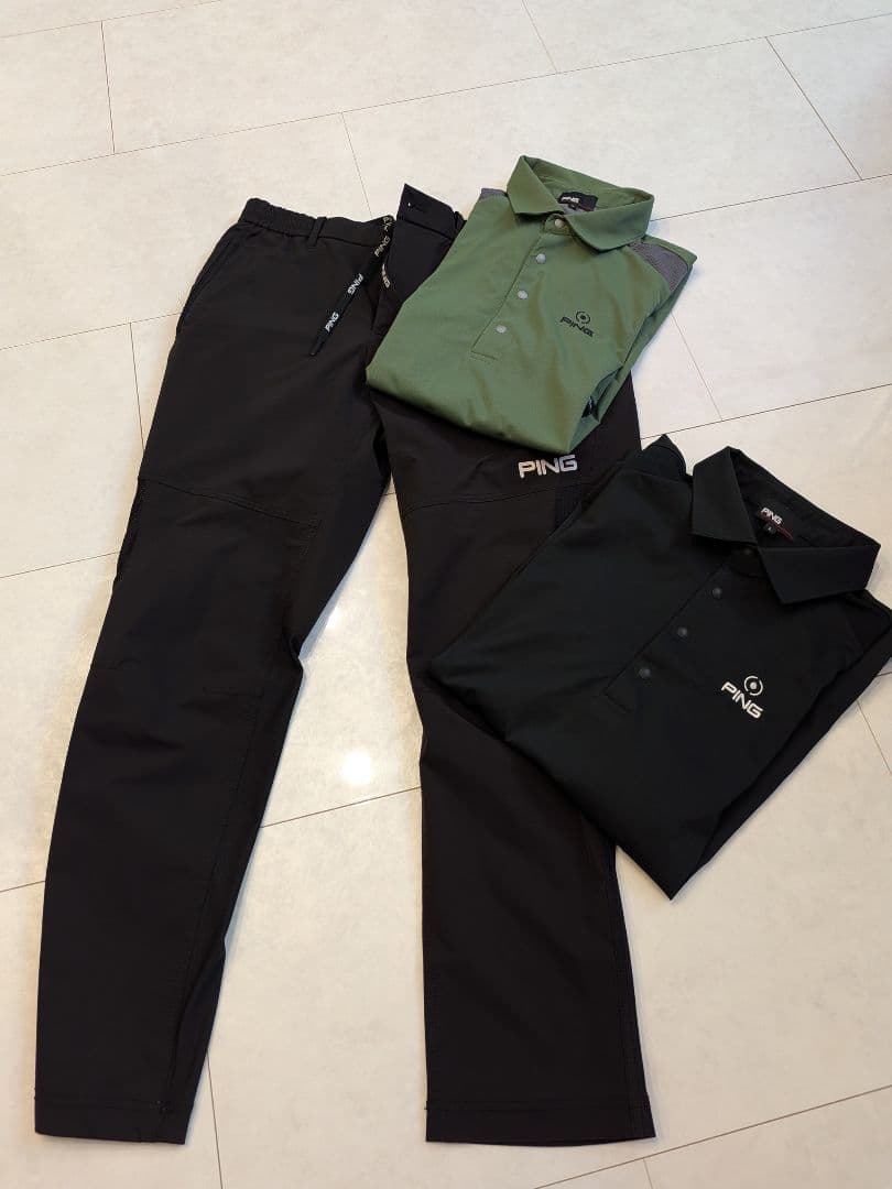 PING ゴルフシャツ L オリーブグリーン