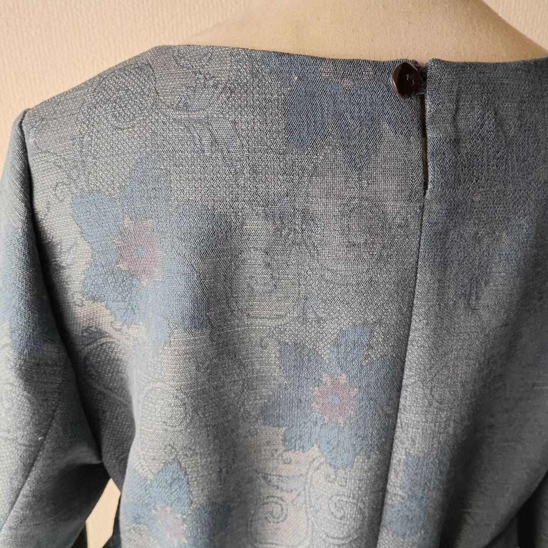 218) 着物リメイク ワンピース ギャザーワンピース ロング ウール