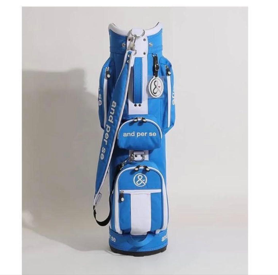 新品 and per se アンパスィ キャディバッグ ゴルフバック　水色ブルー
