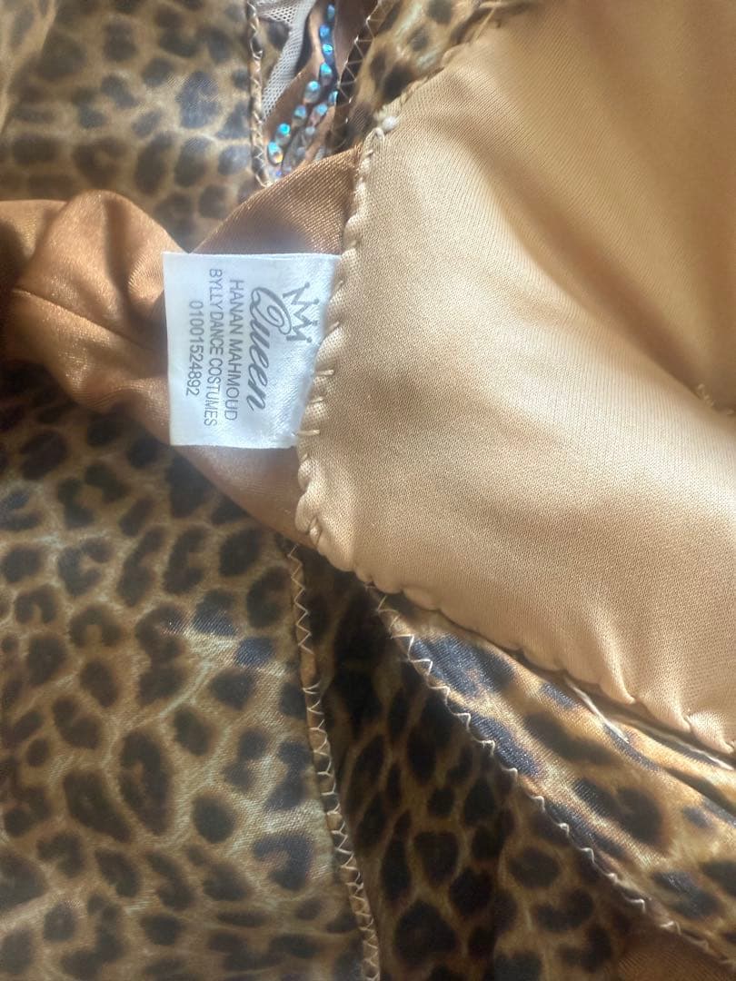 HANAN ヒョウ柄ビーズ装飾ベリーダンスセットアップ