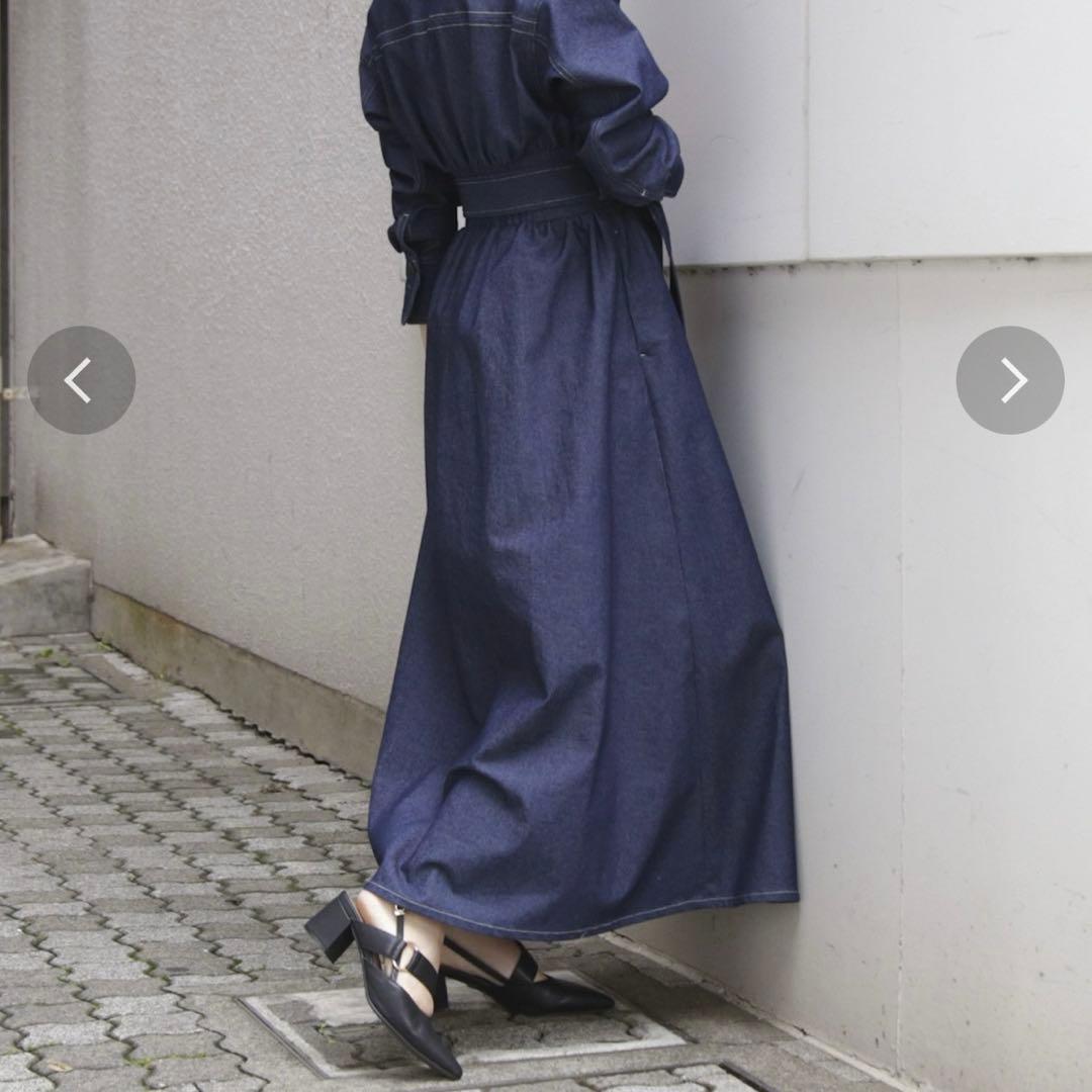 B739 dazzlin ステッチアートシャツワンピース　新品　インディゴ