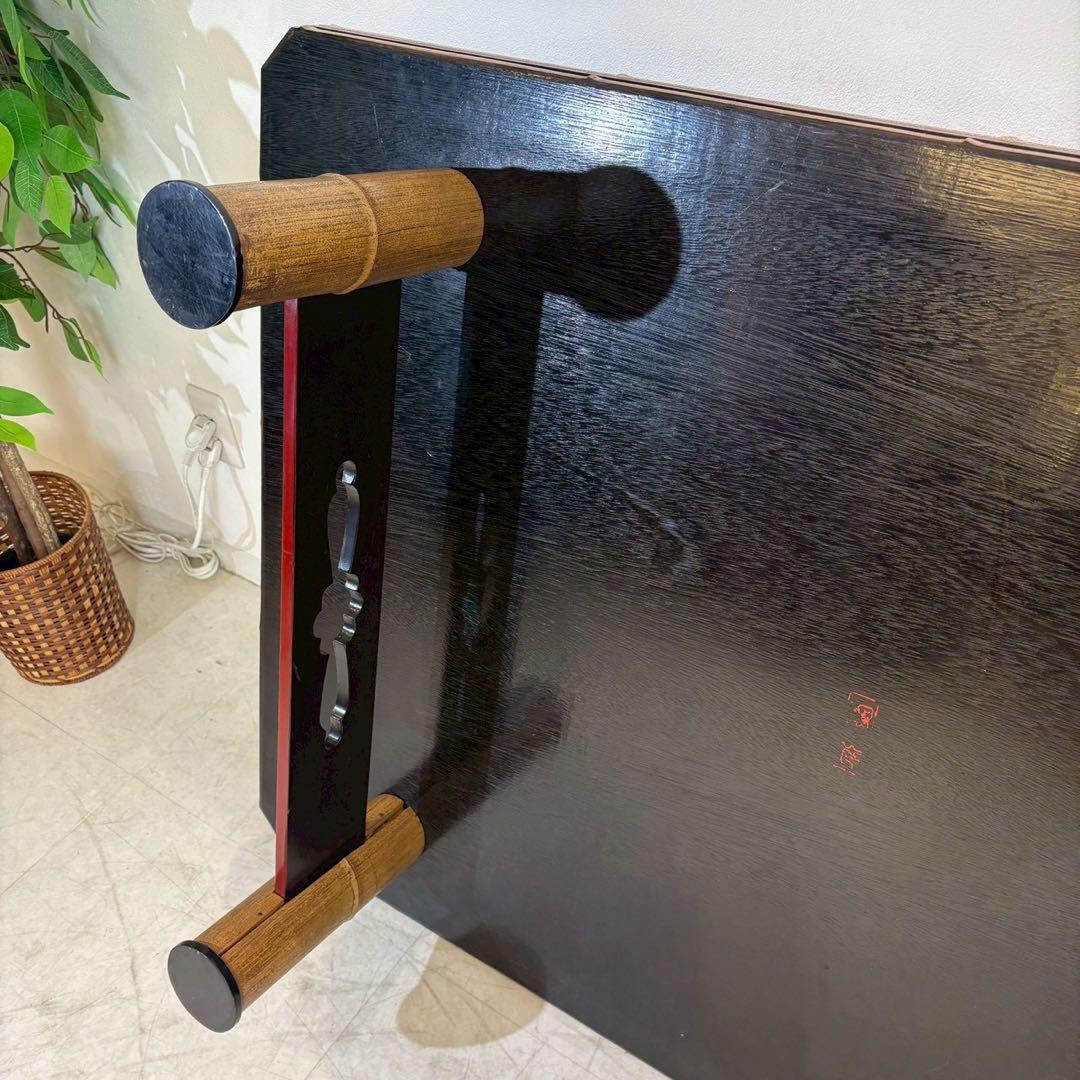 ローテーブル ちゃぶ台　茶室　赤天板　竹脚　和室　ローテーブル