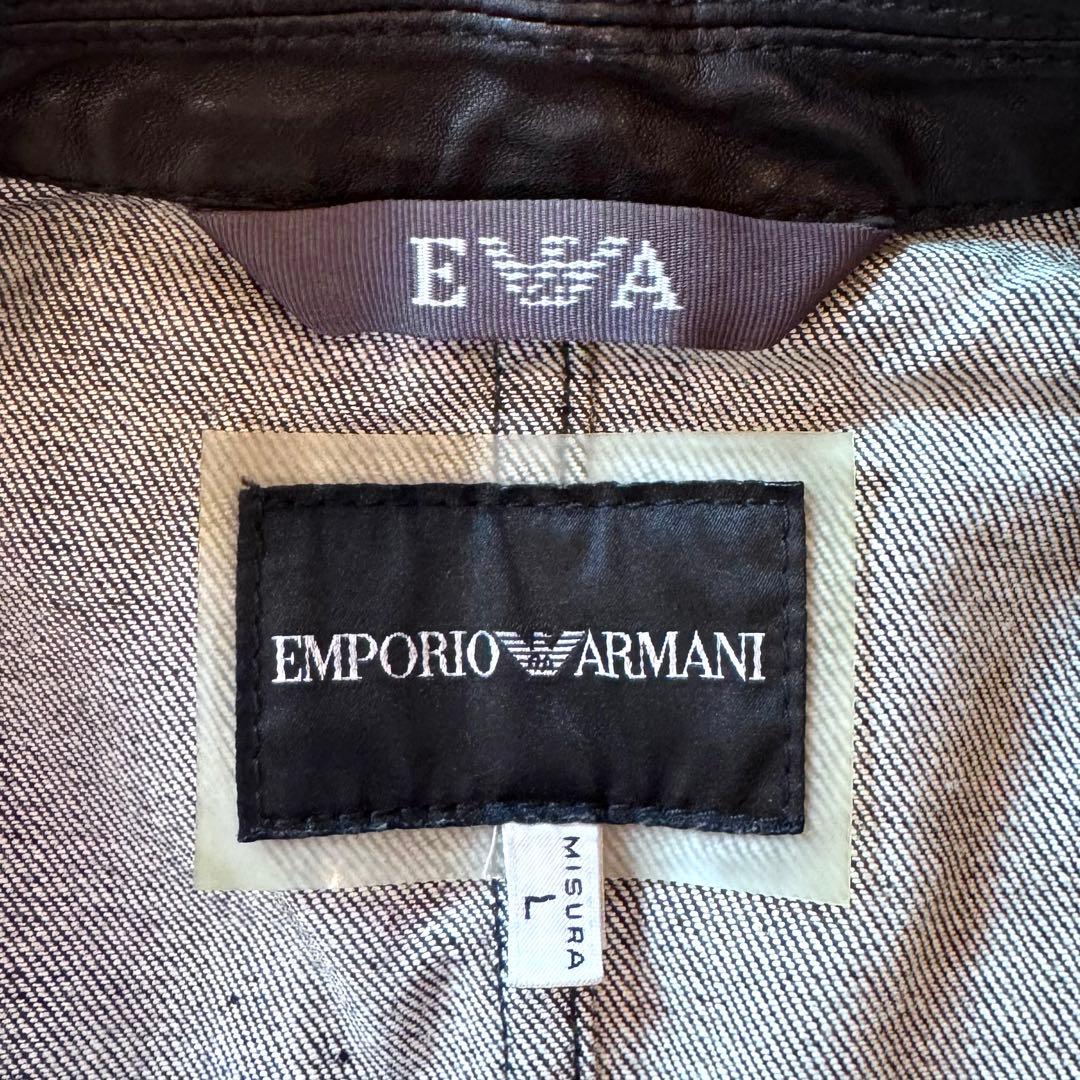 トモ様【高級感】エンポリオアルマーニ デニム レザー ストレッチ ジャケット L