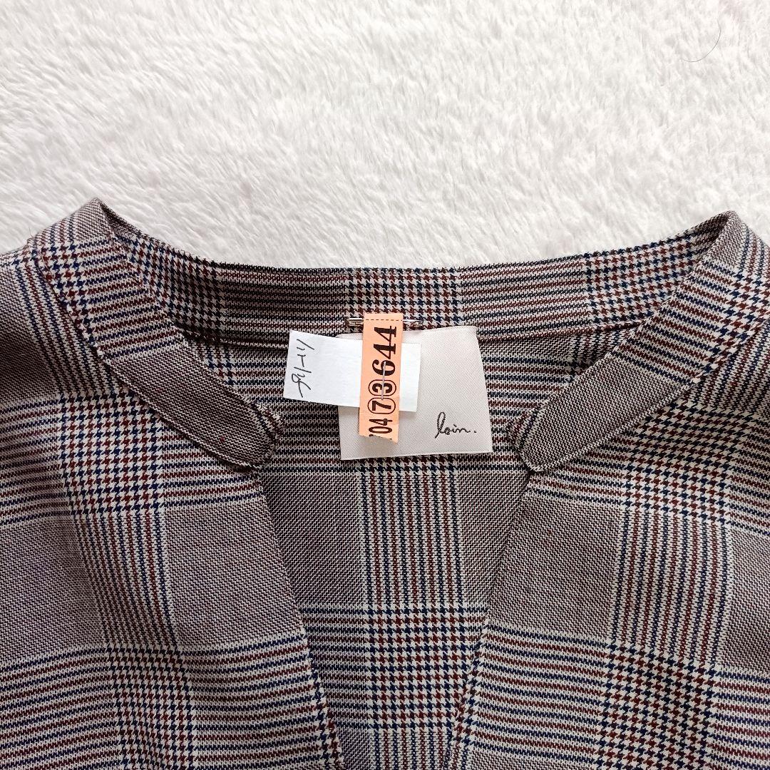 Loin.　ワンピース　グレンチェック　ベルト付き　キーネック