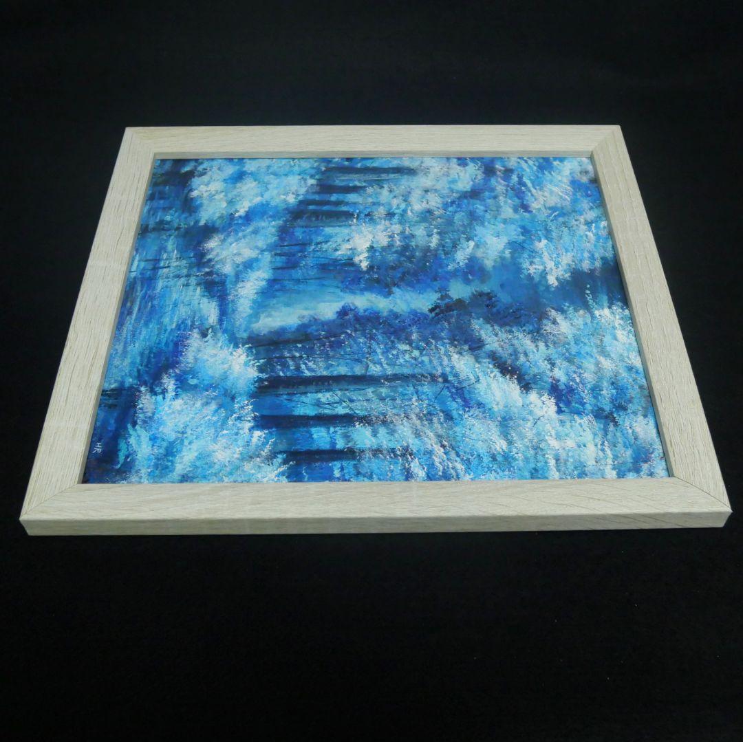 油絵 油彩 油彩画 絵 絵画【冬の森の川】