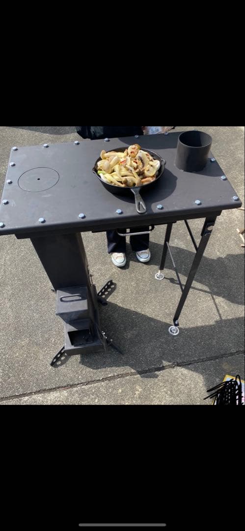 コンロ型　二時燃焼　三時燃焼ロケットストーブ　薪ストーブ　グリル付き