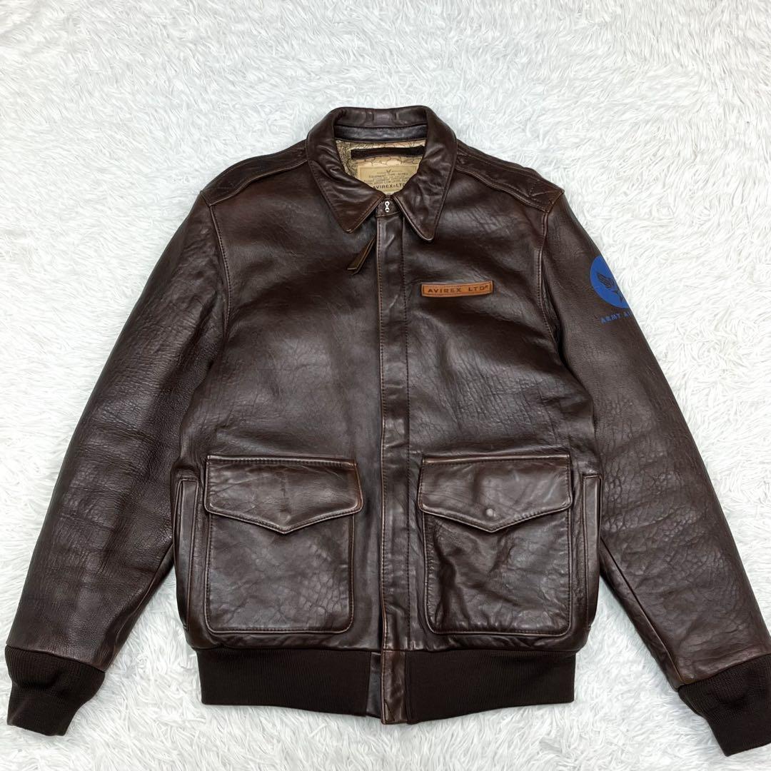 美品 近年モデル アヴィレックス A-2 ピンナップガールプリント ラムレザー