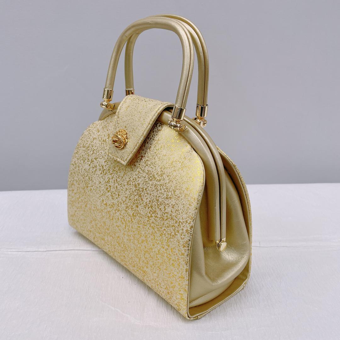 ★4201★ 和装バッグ クリーム色 金たたき柄 振袖 訪問着 留袖