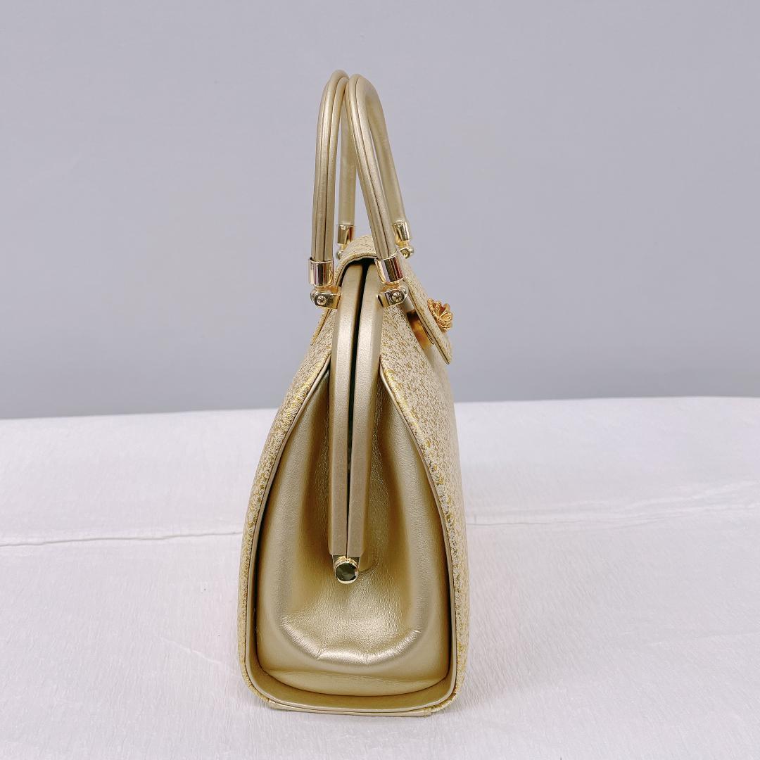 ★4201★ 和装バッグ クリーム色 金たたき柄 振袖 訪問着 留袖