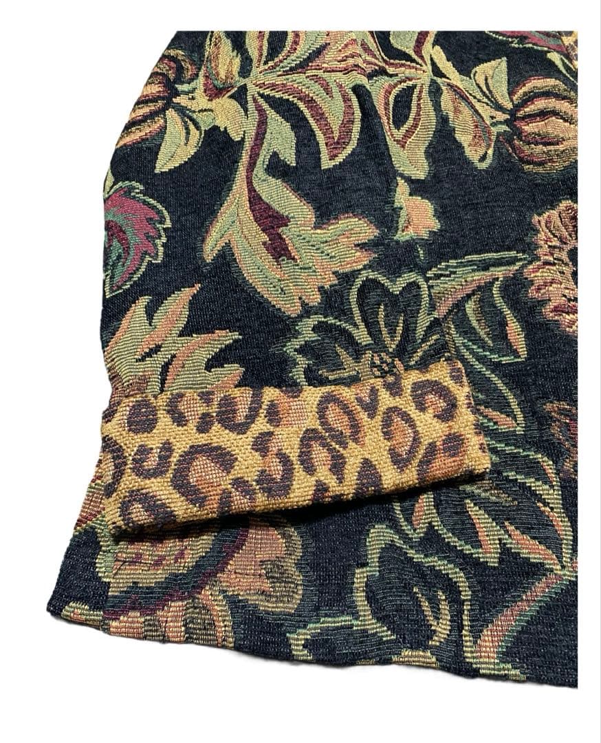 vintage ゴブランジャケット ヒョウ柄 オリエンタル 花 チャイナ 古着