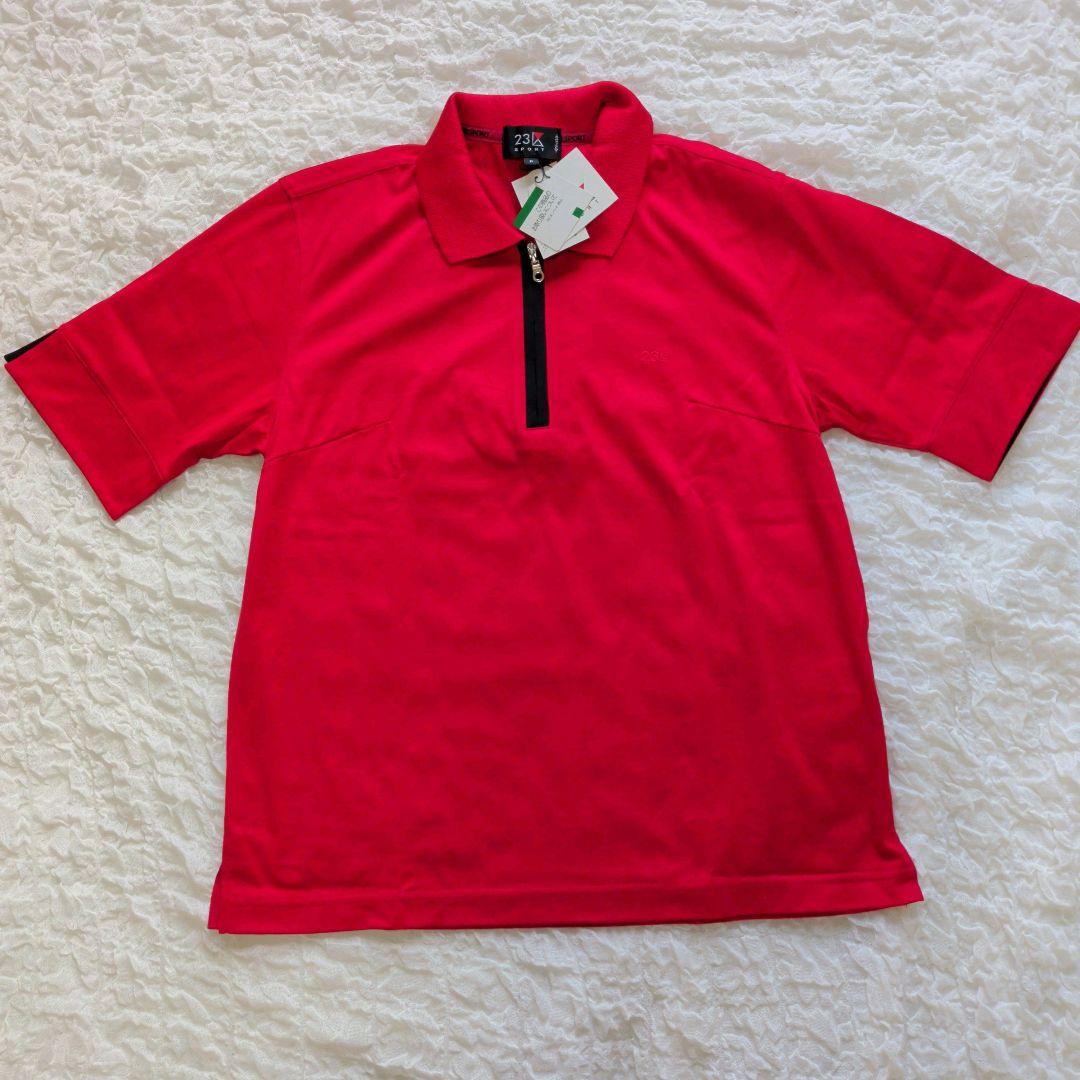 【新品タグ付】23区ゴルフ ハーフジップ ポロシャツ 赤 エアドライ UVケア