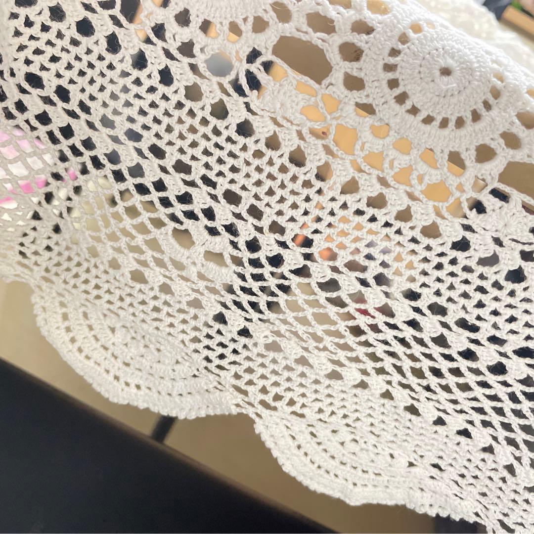 新品　総レース　コットン テーブルクロス　約160×124 ホワイト