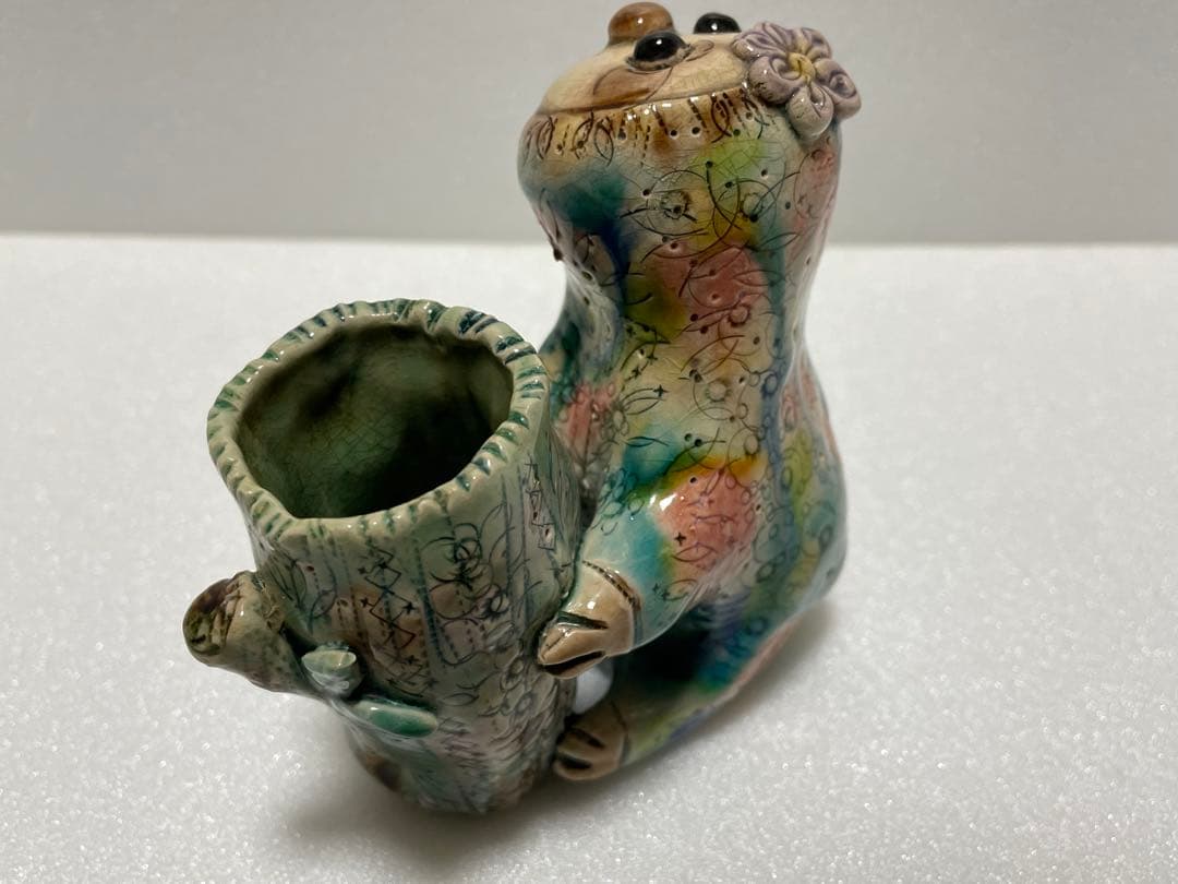 船戸あやこ　なまけもの　花瓶　置物　スペインタイルアート展 36300円新品同様