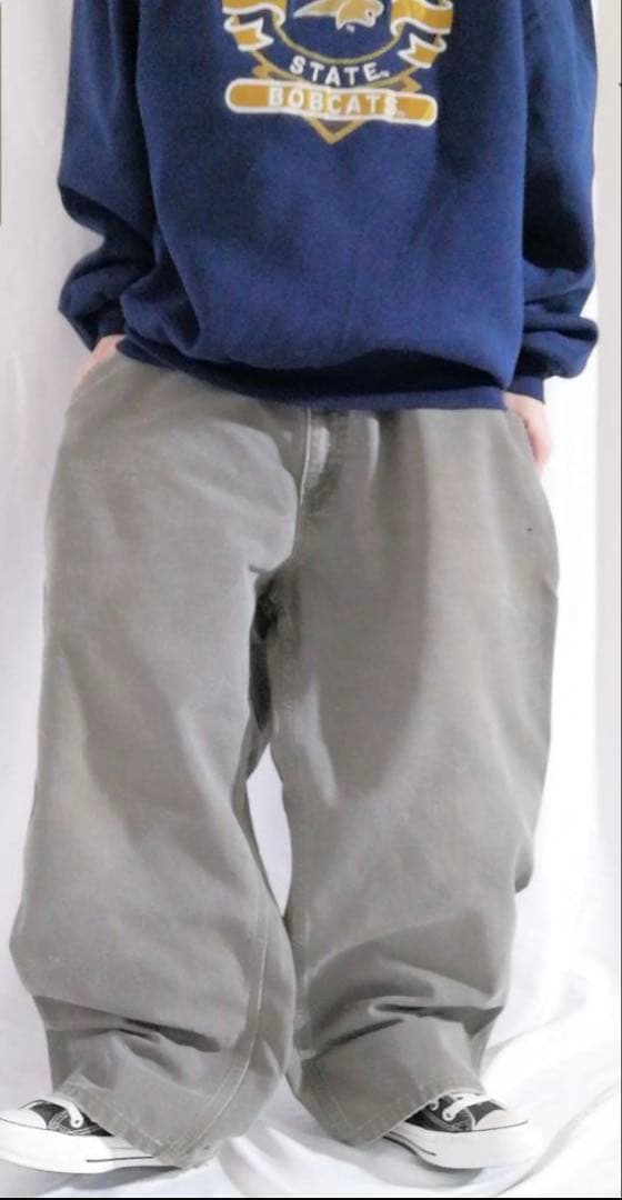 最終値下げ90s Carhartt革ロゴ ダック地バギー ワイドペインターパンツ