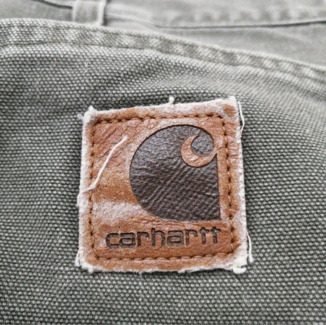 最終値下げ90s Carhartt革ロゴ ダック地バギー ワイドペインターパンツ