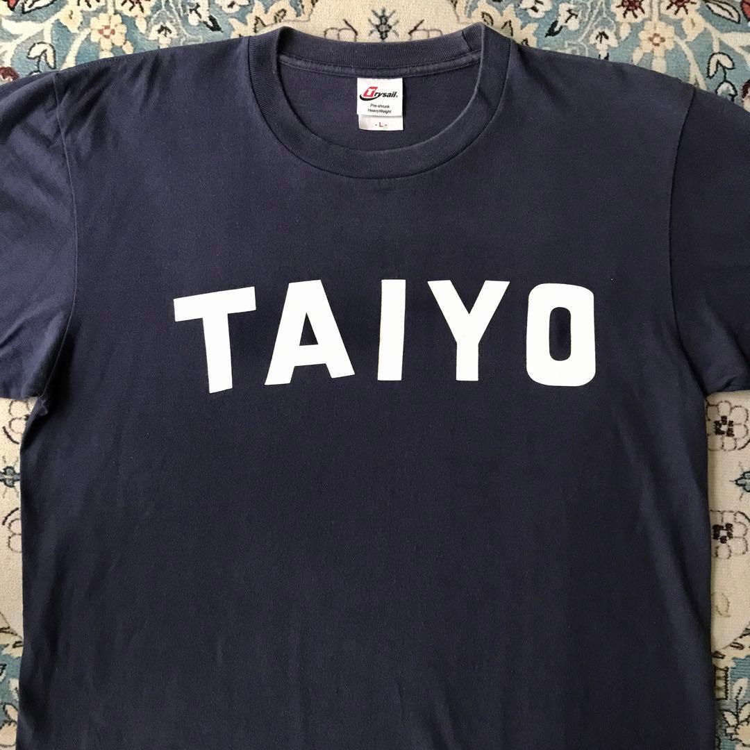 横浜大洋ホエールズ TAIYO ユニフォーム柄 Tシャツ L 紺 ネイビー