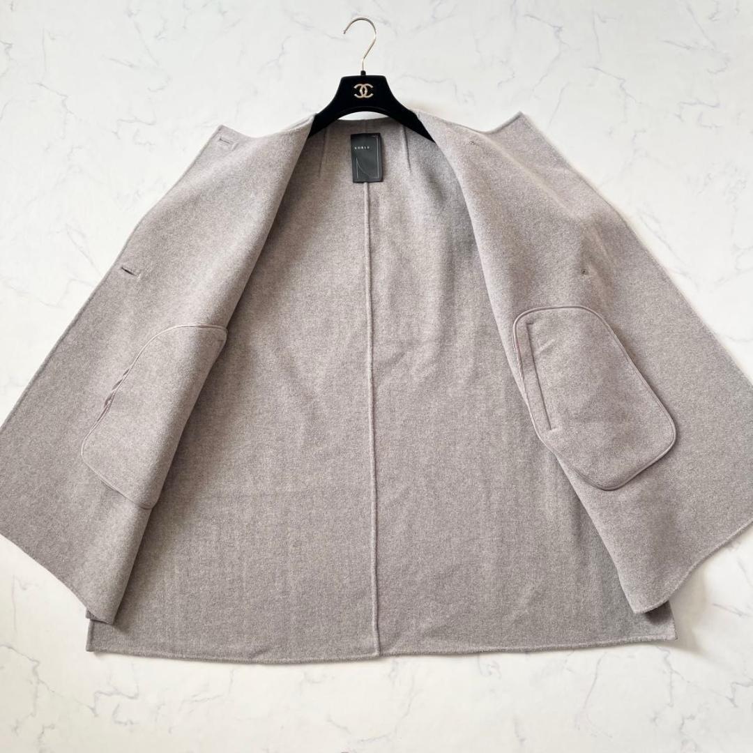 【極美品】ノーブル MTRリバーポンチョジレ カシミヤ混 ウール ベージュ