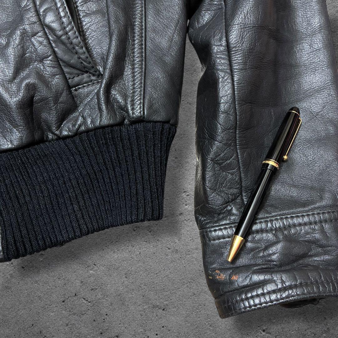 うちの\"ぷっちょ\"レザージャケットブラックMフライトボンバージャケットヴィ