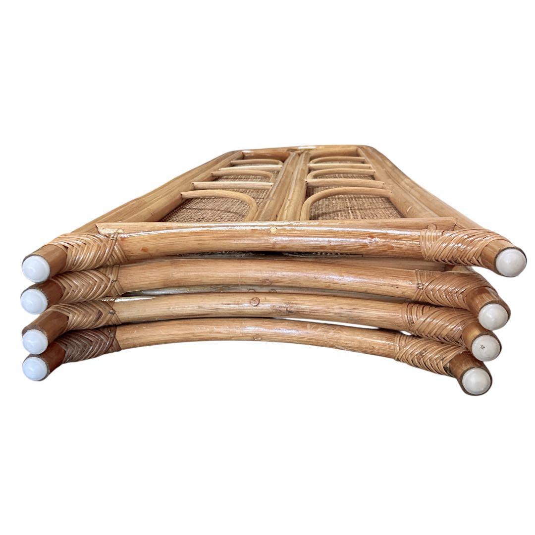 ラタン 4連パーテーション 籐 間仕切り 折りたたみ 昭和レトロ エスニック