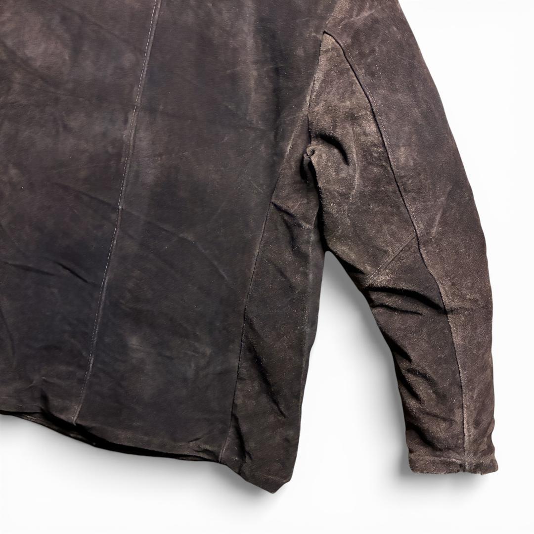 シ*ウ様 90s 本革 スエード テーラードジャケット ダークブラウン レザージ