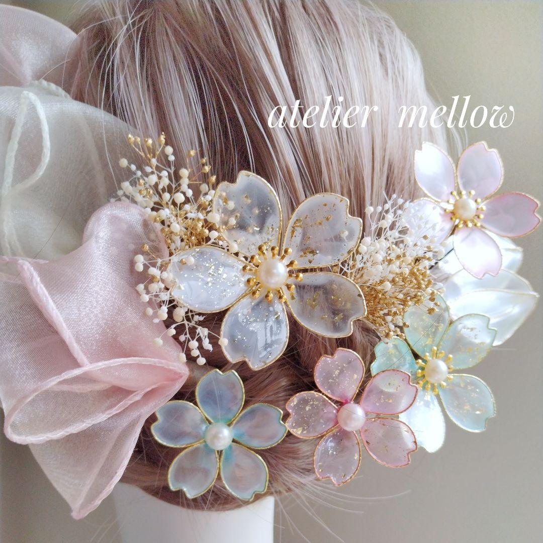 成人式 髪飾り桜 卒業式 袴 ウェディング アメリカンフラワーC917【速達】