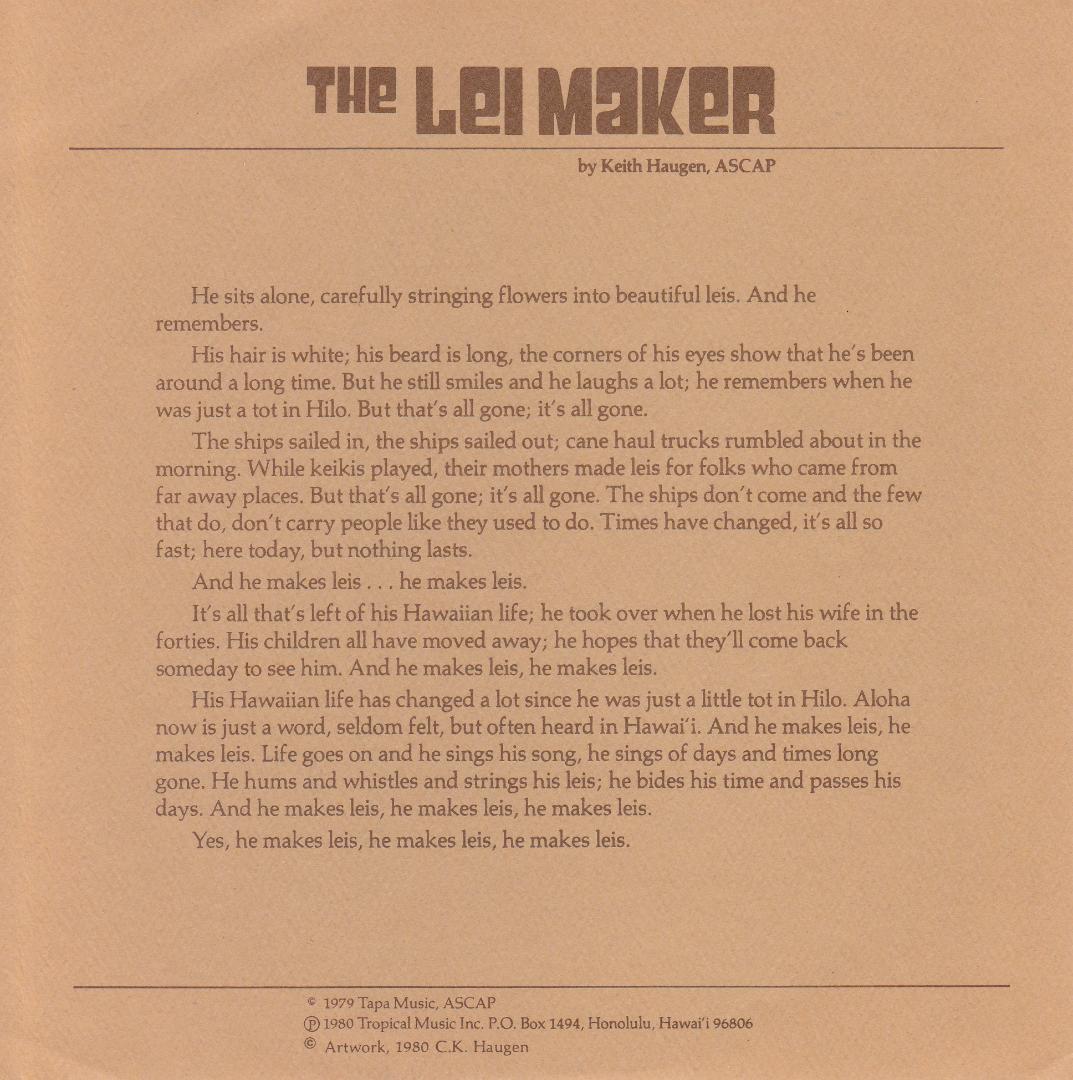 洋楽 The Lei Maker / Keith Haugen /'80 Hawaii