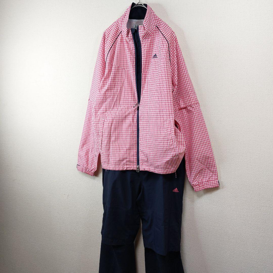 【人気】adidas レディース レインウェア Lサイズ 収納袋付き　チェック
