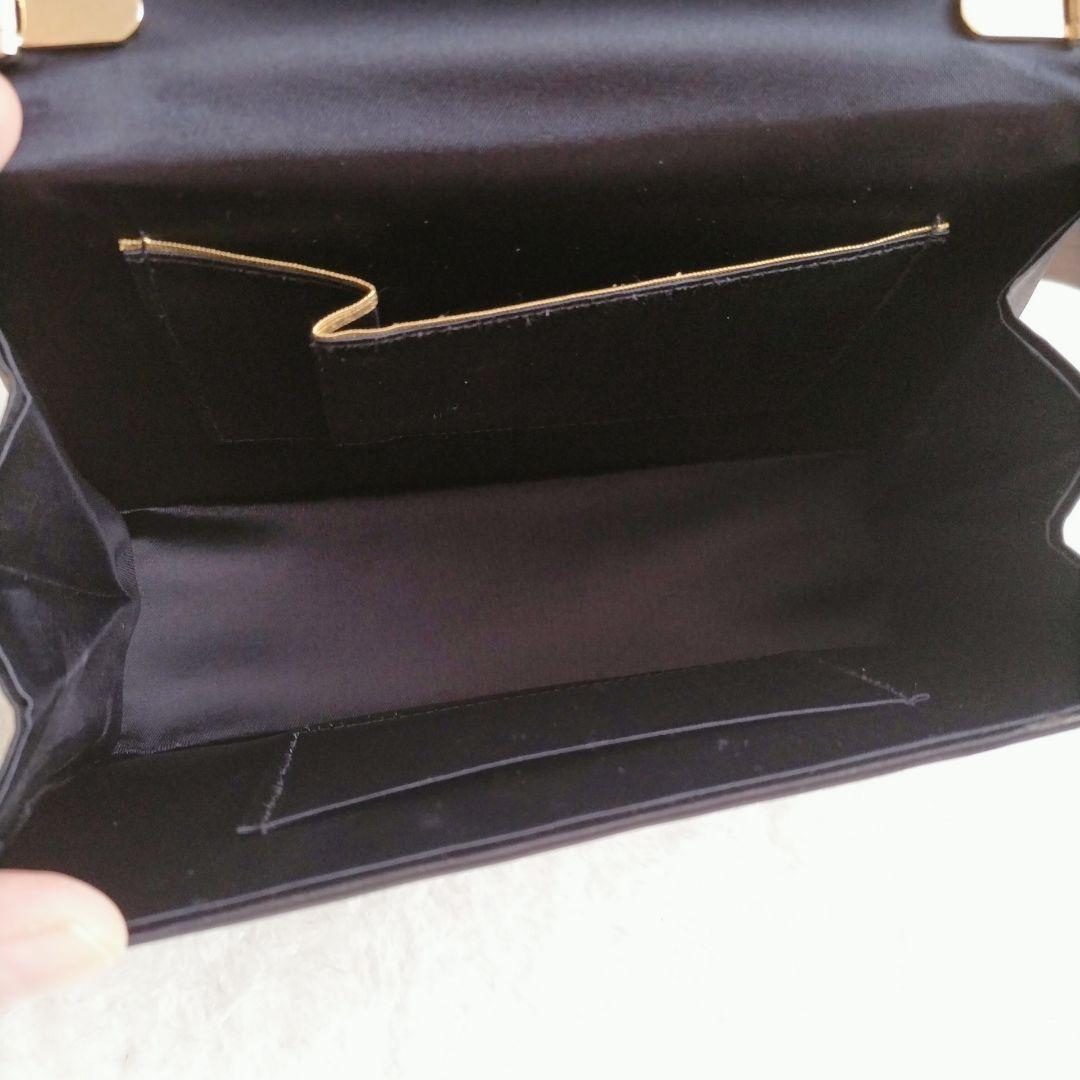 ルミーはしもと 2way ビジューハンドル 刺繍 バラ 黒 皇室御用達