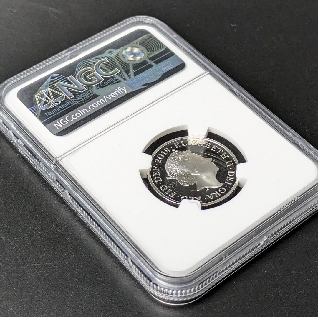 希少な高鑑定★2018 英国 銀貨 10ペンス 王室紋章 NGC PF69UC