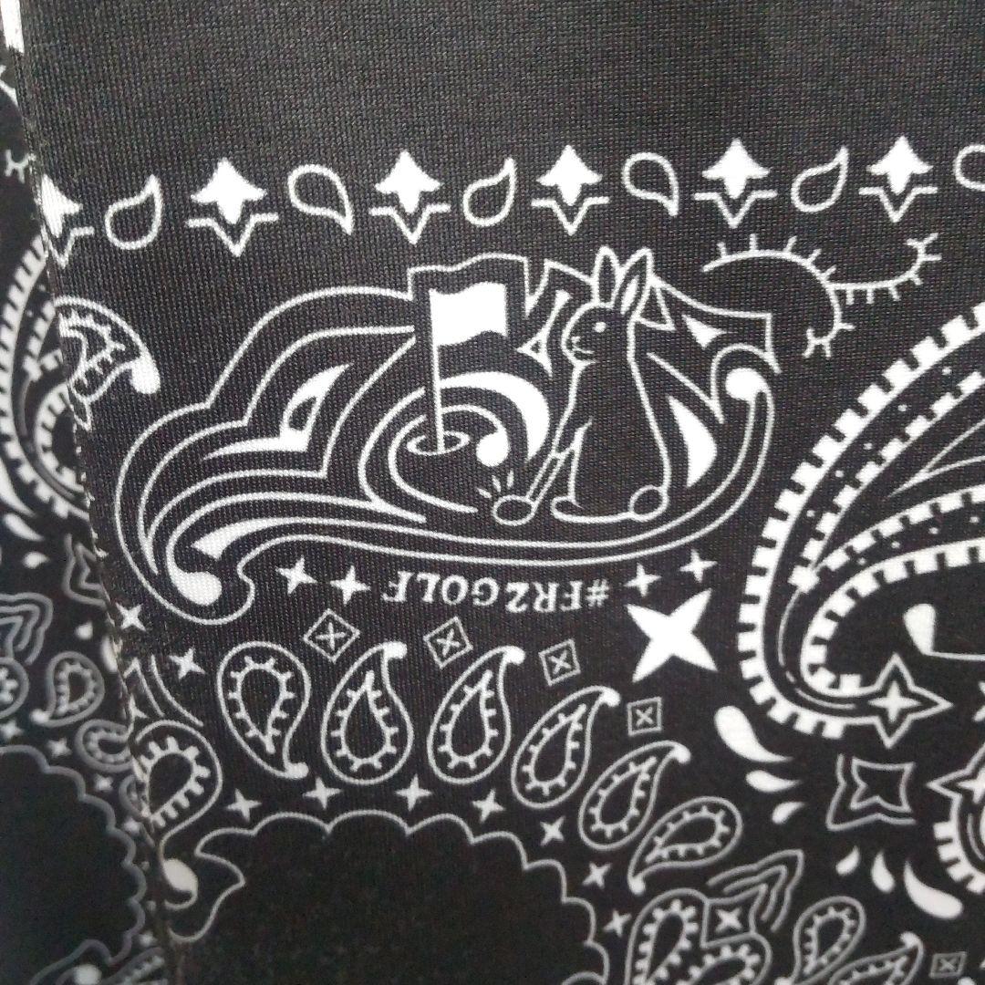 FR2GOLF ポロシャツ M 長袖 総柄 バンダナ柄 ペイズリー柄 ブラック