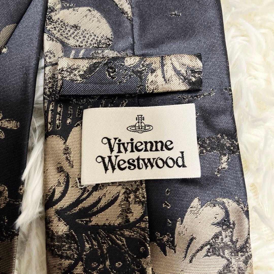 Vivienne Westwood ネクタイ花柄 オーブロゴ ジャカードブラック