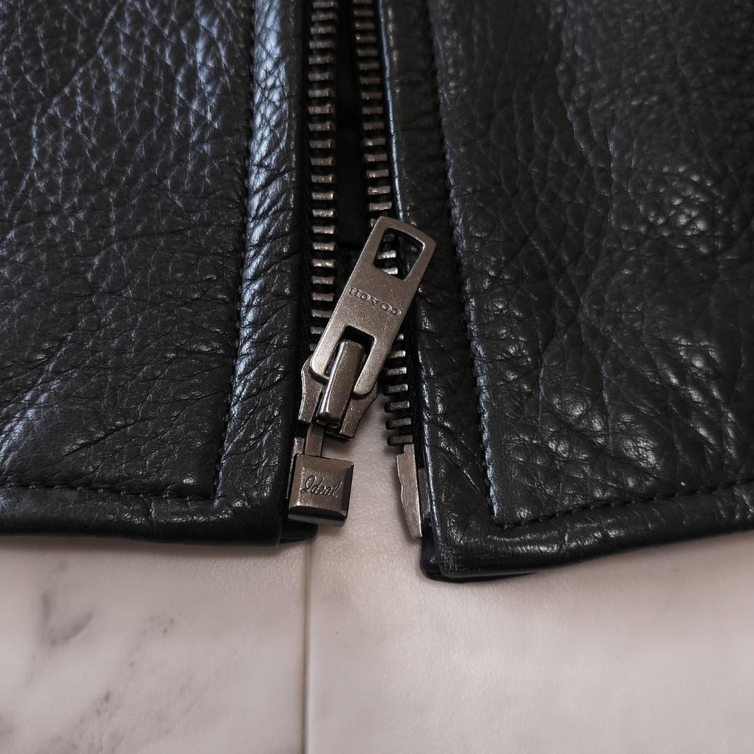 COACH 襟付きシングルライダースジャケット M ブラック レザージャケット