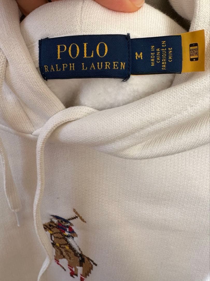 ポロベア30周年記念　ラルフローレン　パーカー白 ドット絵