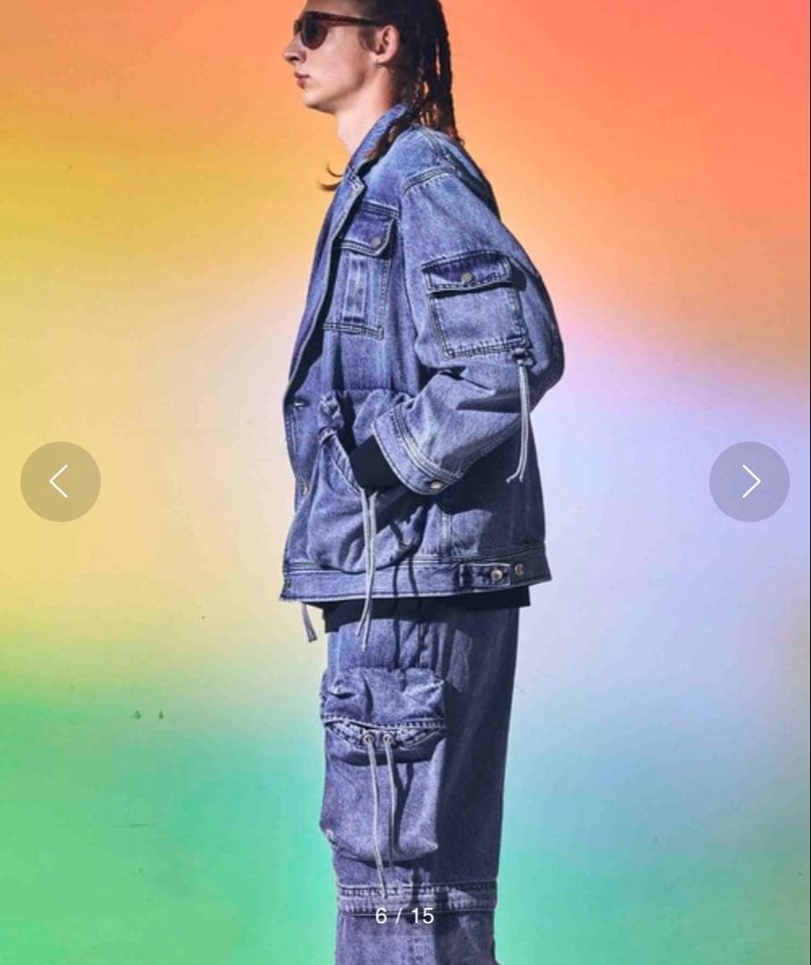 メゾンスペシャル　プライムオーバーフロントボタンマルチポケットデニムジャケット