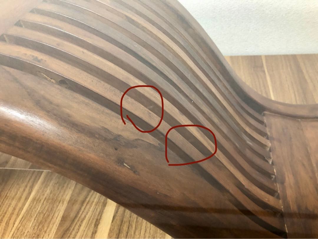 インドネシア家具 波型デザイン 木製ガラステーブル